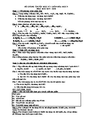 Đề cương ôn tập học kì I môn Hóa học 9 - Năm học 2017-2018